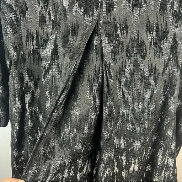 Eileen Fisher Black/Metallic Open Front Longline Jacket 3/4 Sleeve Size M - Picture 7 of 13